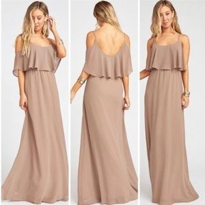 Show Me Your Mumu Caitlin Ruffle Maxi Dress Dune NEW